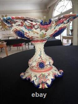 Large Antique Eichwald Majolica Austrian Pottery Art Nouveau Centerpiece Signed