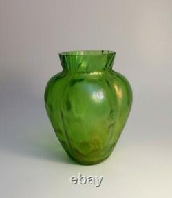 Large Art Nouveau Austrian Loetz Crete Rusticana Iridescent Green Glass Vase