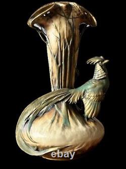 Large Stellmacher Amphora Pheasant Art Nouveau Austrian