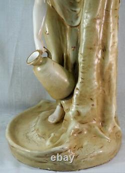 Larger Austrian Porcelain Figurine Vase Art Nouveau Lady with Jar Gathering Water