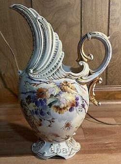 Late 19th Century Austrian Art Nouveau Porcelain Blackberry Branch Motif Ewer