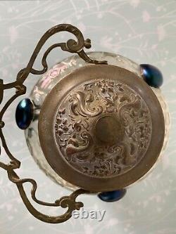 Loetz Iridescent Glass Pallme-Konig Austrian Art Nouveau Biscuit Bucket Basket