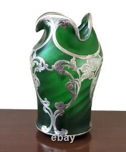 Loetz Silberiris Vase Austrian Art Glass La Pierre American Silver Overlay