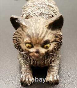 Lovely Antique (late 19thc/early 20thC) Austrian Cold-Painted Bronze Tabby Cat
