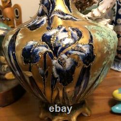 Lovely Turn Teplitz RStK Amphora Large Ewer Vase Cobalt Blue & Gold Iris Design