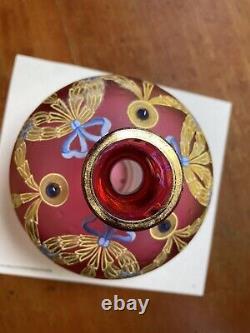 MOSER Antique BOHEMIAN Vase Pink Enameled with Gold and Jewels AUSTRIAN