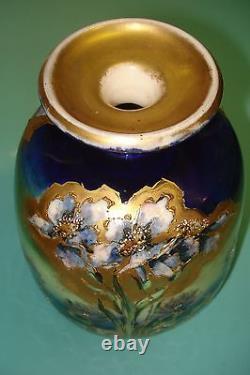 Mitterteich London Max Emanuel ART NOUVEAU Raised gold gilt Cobalt Austria Vase