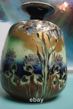 Mitterteich London Max Emanuel ART NOUVEAU Raised gold gilt Cobalt Austria Vase