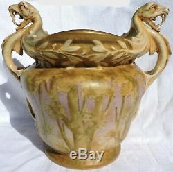 Monumental Amphora Porcelain Vase With Dragon Turn Teplitz Austria 1899-1900