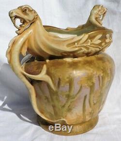 Monumental Amphora Porcelain Vase With Dragon Turn Teplitz Austria 1899-1900