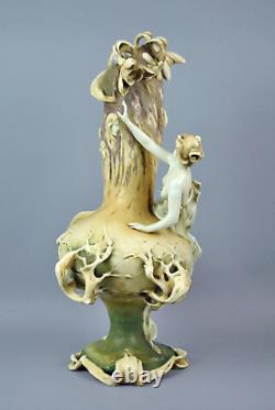 Monumental Art Nouveau Amphora Fates Vase RSTK Stellmacher Teplitz