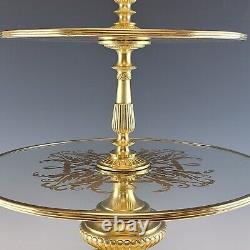 Monumental Huge 19C Austrian Gilt Bronze Glass Dessert Serving Centerpiece Signe