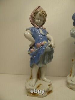 Pair Porcelain Art Nouveau Boy Girl Austria Austrian To Identified Top Quality