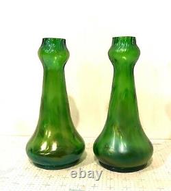 Pair of Fine Vintage Art Nouveau Austrian Glass Vases