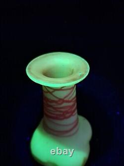 Pallme Konig Austrian Art Nouveau Bud Vase Uranium Applied Glass