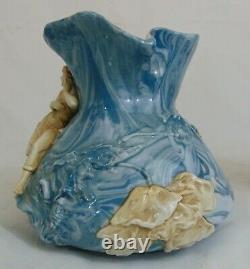 RARE Blue Marble Art Pottery Nouveau Nude Mermaid Figural Vase Austrian Teplitz