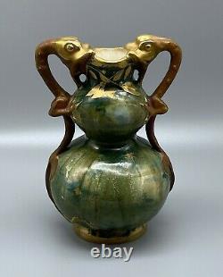 RStK Teplitz Stellmacher Art Nouveau Amphora Forest Vase with Serpents Dragons