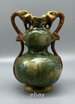 RStK Teplitz Stellmacher Art Nouveau Amphora Forest Vase with Serpents Dragons