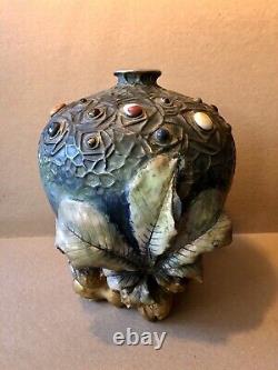 Rare 1904 Amphora Gres Bijou Chestnut Vase By Werke Riessner, Teplitz Austria