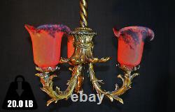 Rare 19th C WMF Neo-Classical Austrian Art Nouveau Heavy bronze 3 arm chandelier