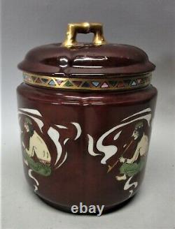 Rare AUSTRIAN ART NOUVEAU Porcelain Humidor with Genies c. 1900 antique amphora