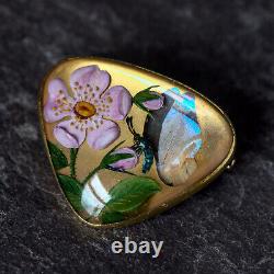 Rare Antique Austrian 14k Gold Butterfly Wing Essex Crystal Brooch Paltscho 1910