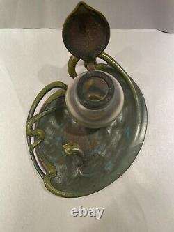 Rare Antique Austrian Nouveau Inkwell- Art Glass
