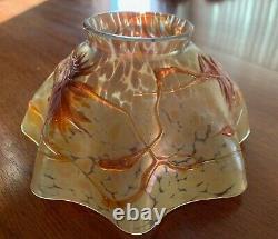 Rare Antique Czech Austrian Loetz Bohemian Art Glass Shade Threading Floral