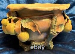 Rare Austrian Art Nouveau Amphora Vase With Fruit Signed Beautiful