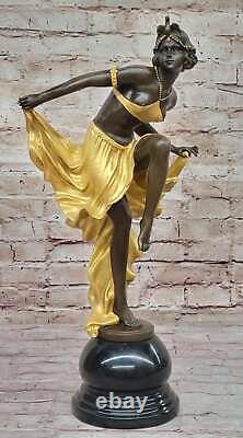 Rare Austrian Bronze Art Deco by Gory Signed Hand Made-Female Dancer Nude Figure