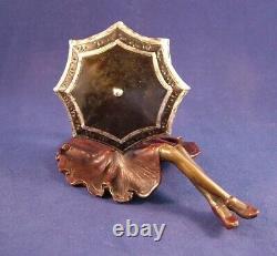 Rare Franz Bergman Erotic Austrian Cold Painted Bronze Girl with Parasol, Signed