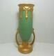 Rare Julius Dressler Antique Bohemian Austrian Art Nouveau Green & Gold Vase