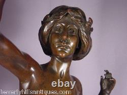 Rare Large Art Nouveau Bronze Nude Lady Peleschka Lunard Excellent Condition