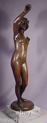 Rare Large Art Nouveau Bronze Nude Lady Peleschka Lunard Excellent Condition