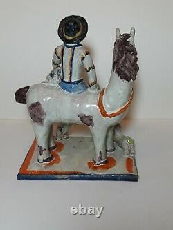 Rare Wiener Werkstatte Kitty Rix Ceramic Sculpture Horse with Rider & Three Dogs