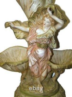 Royal Dux Amphora Art Nouveau 23 Femme aux Feuillages Lady Centerpiece Figurine