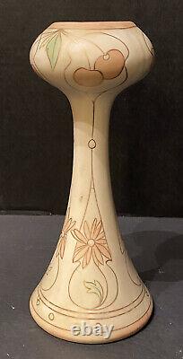 Royal Dux Art Nouveau Porcelain Vase with Pastel Cherries (Austrian)