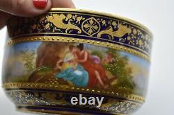 Royal Vienna Austrian Hand Painted Cobalt Blue & Gold Greek Scenery Waste Bowl