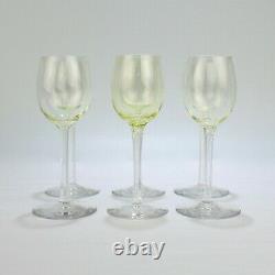 Set of 6 German or Austrian Art Nouveau Yellow Glass Wine Stems or Goblets GL