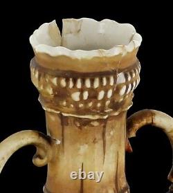 Striking Antique Teplitz Art Nouveau Amphora Pair Austrian Organic Corn Forms 7