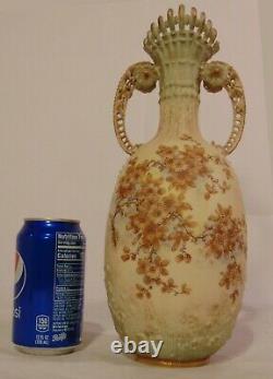 Tall RSK Turn Teplitz Amphora Austria Art Nouveau Porcelain Handled Vase