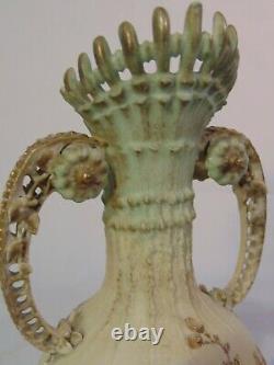 Tall RSK Turn Teplitz Amphora Austria Art Nouveau Porcelain Handled Vase