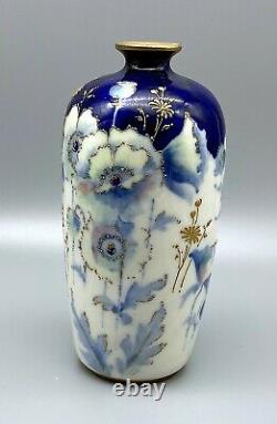 Teplitz RStK Stellmacher Art Nouveau 7 Blue & Green Flowers Amphora Vase