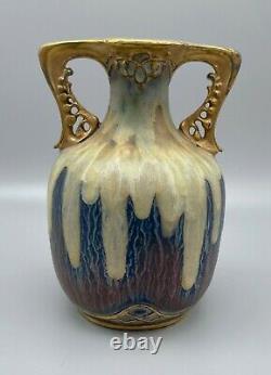 Teplitz RStK Stellmacher Art Nouveau 7 Icy Drip Amphora Vase