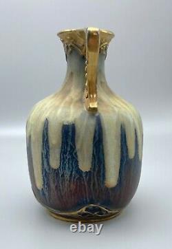 Teplitz RStK Stellmacher Art Nouveau 7 Icy Drip Amphora Vase
