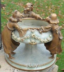 Three Graces Amphora Porcelain Group Art Nouveau Vase planter pottery Austria
