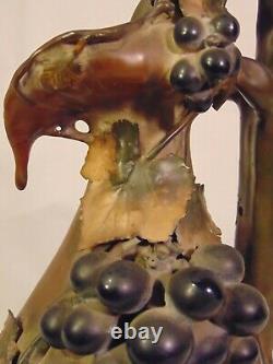 Turn Teplitz Amphora Austria Art Nouveau Edda Art Pottery Pitcher Grape Clusters