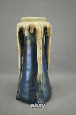 Turn-Teplitz Amphora Edda Purple Blue Iridescent Gold Grapes Vase C1899-1900