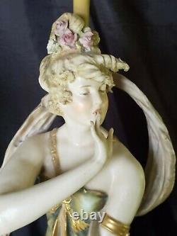 Turn Teplitz Bohemia Amphora Art Nouveau Porcelain Ladies Lamps Gorgeous