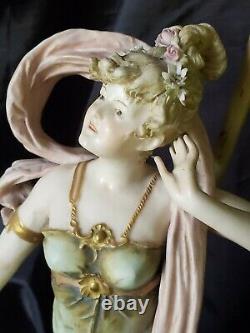 Turn Teplitz Bohemia Amphora Art Nouveau Porcelain Ladies Lamps Gorgeous